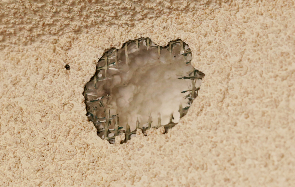 Woodpecker damage on stucco